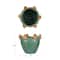 Hello Honey® 7.5" Green & Yellow Reactive Glaze Stoneware Planter with Frogs on Rim